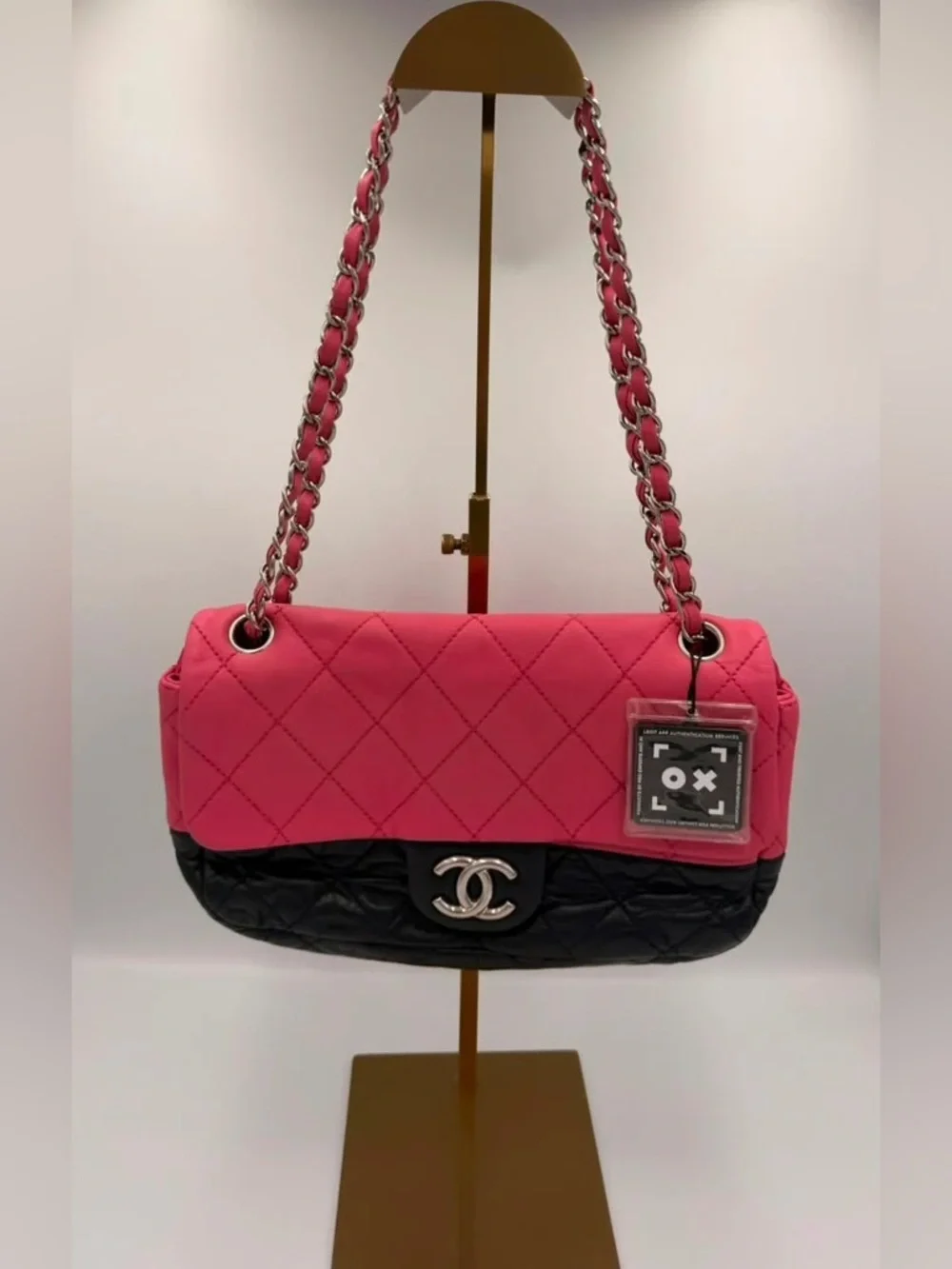 Chanel Bicolor Quilted Flap Bag — Pink/Black Lambskin